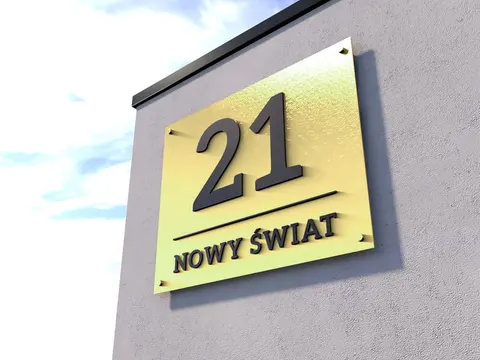 Tabliczka adresowa na dystansach 3D ZŁOTA