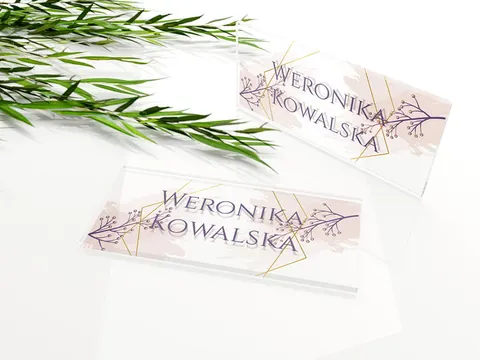 Winietki ślubne z plexi - Złoty heksagon