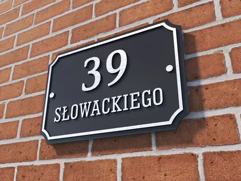 Tablica adresowa na dom czarno-srebrna
