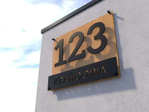 Drewniana tabliczka adresowa na dystansach 3D