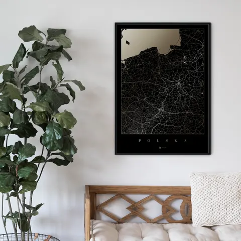 Polska - Czarno złota mapa plakat