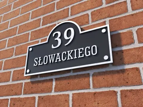 Tabliczka adresowa na dom czarno-srebrna