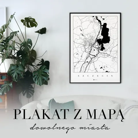 Plakat z mapą Twojego miasta - biała