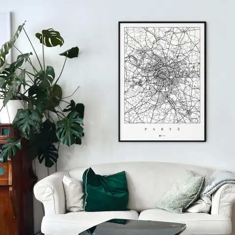 Paryż - plakat z mapą miasta świata - biała