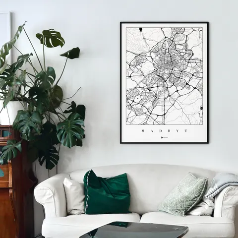 Madryt - plakat z mapą miasta świata - biała