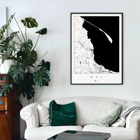 Półwysep Helski - plakat z mapą - biała