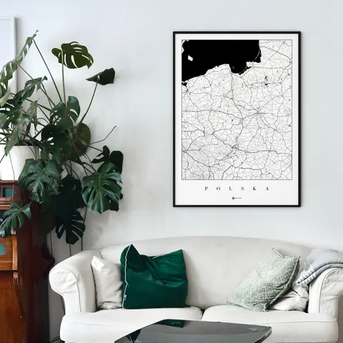 Polska - plakat z mapą - biała