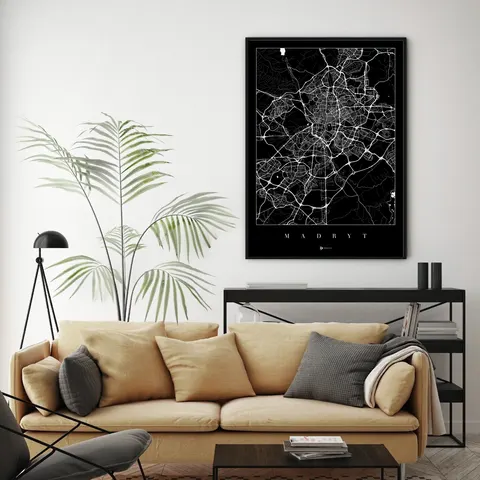 Madryt - plakat mapa miasta świata - czarna