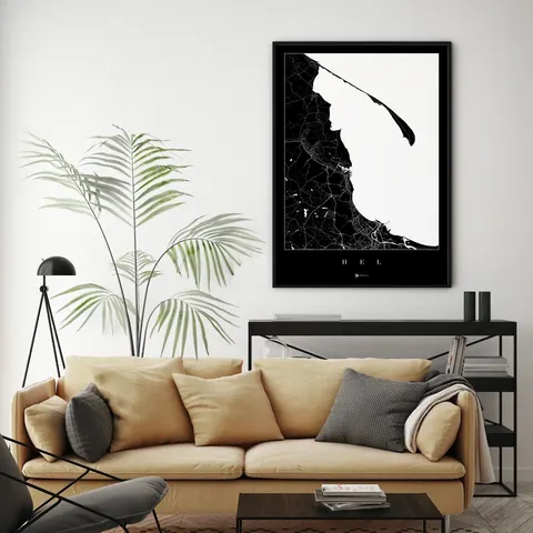 Półwysep Helski - plakat mapa - czarna