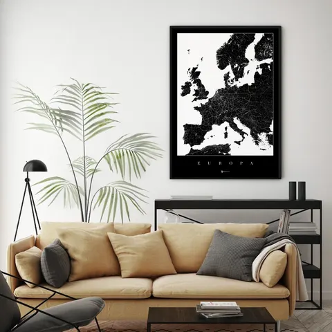 Europa - plakat mapa - czarna