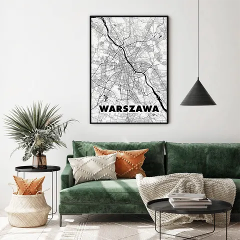 Plakat mapa miasta - Warszawa - klasyczna