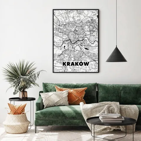 Plakat mapa miasta - Kraków - klasyczna
