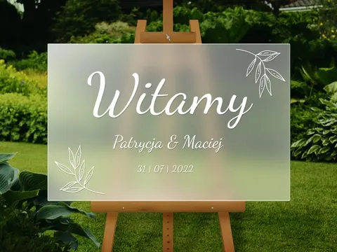 Satynowa tablica na wesele "Witamy" Minimalistyczny