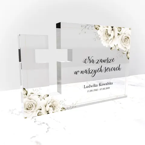 Personalizowana dekoracja pomnikowa - Białe kwiatki