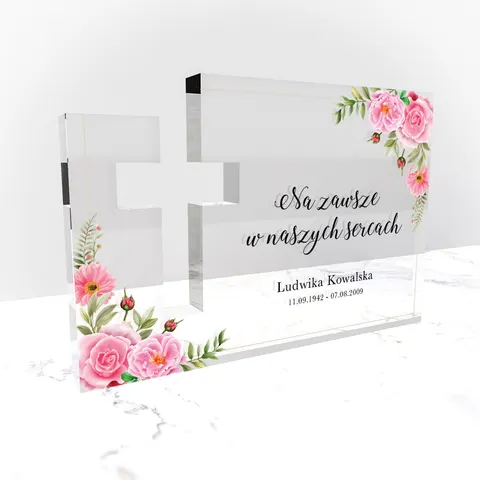 Personalizowana dekoracja pomnikowa - Różowe kwiatki