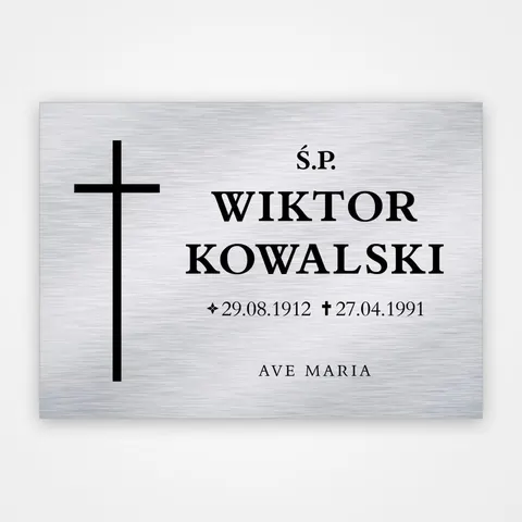 Tablica nagrobkowa z dibondu - Krzyż I
