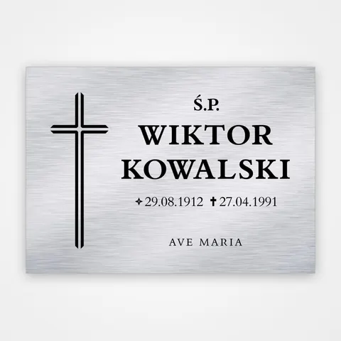 Tablica nagrobkowa z dibondu - Krzyż II