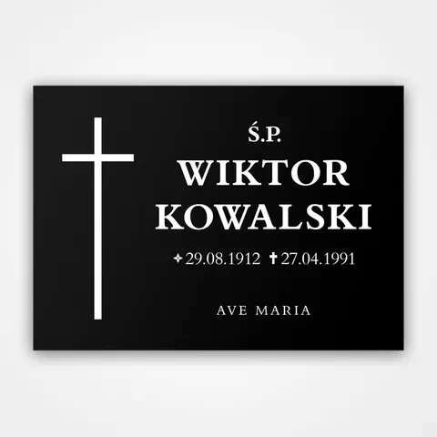 Tablica nagrobkowa z plexi - Krzyż I