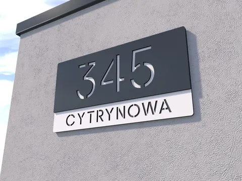 Tabliczka adresowa frezowana antracytowo-biała