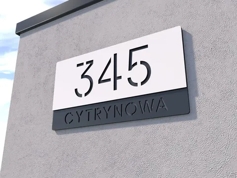 Tabliczka adresowa frezowana biało - antracytowa