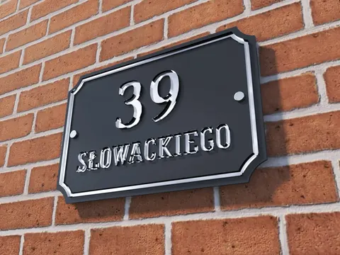 Tabliczka z numerem domu czarno- srebrna (lustro)