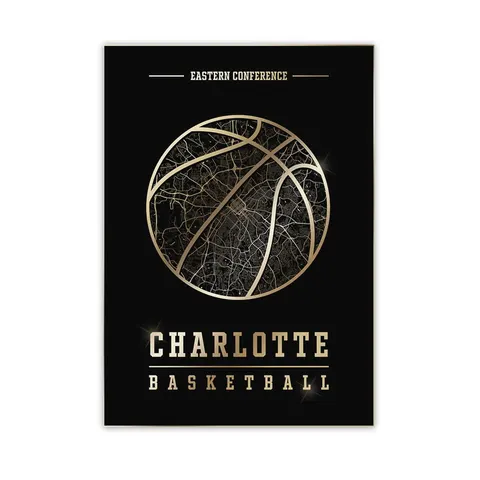 Złoty plakat sportowy - Charlotte Hornets EAST