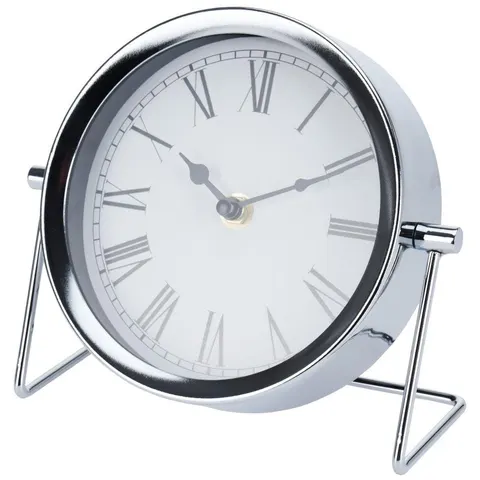 Zegar stołowy metalowy 16cm srebrny ORION 832129