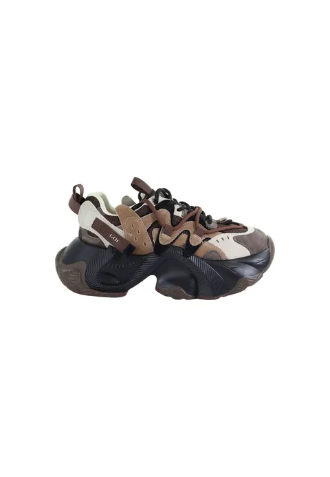 Damskie skórzane sneakersy brązowe GOE UU2N4908