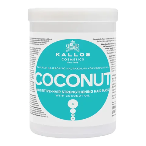 Kallos coconut wzmacniająca maska do włosów z olejkiem kokosowym, 1000ml