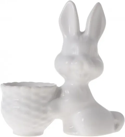 Kieliszek ceramiczny zając na jajko biały