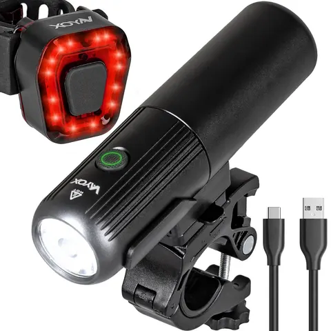 Zestaw lampka rowerowa LED USB na przód i tył VAYOX