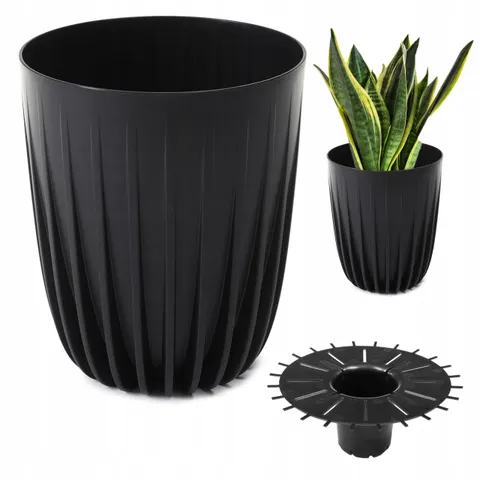 Doniczka MIRA ECO recycled 250 mm - czarny LA914-04 Lamela