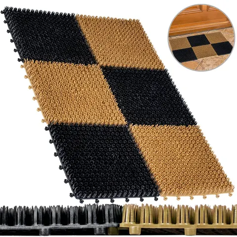 Wycieraczka plastikowa - Trawka Black/Beige 36x55 Vimar