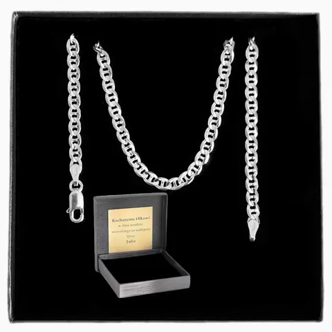 ŁAŃCUSZEK SREBRNY 925 PANCERKA MODEL GUCCI SZER. 3.6MM GRAWER