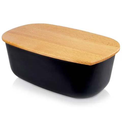 Chlebak PP/drewno czarny 39x23,5x15,5cm 259176 Orion
