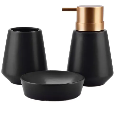 EDA BLACK Komplet łazienkowy dozownik 350ml HTWM5650 Mondex