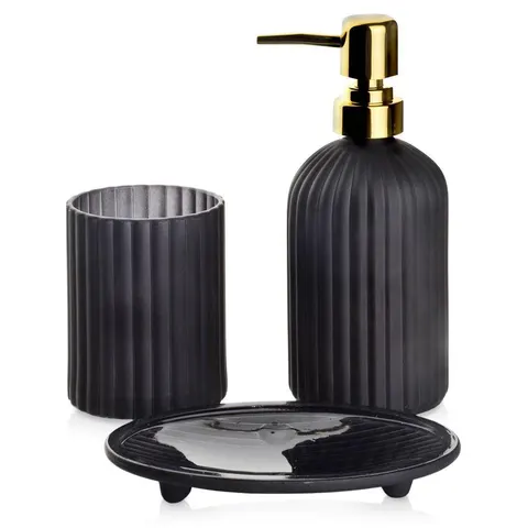 ARI BLACK Komplet Łazienkowy 400ml matowy czarny HTWM6204 Mondex