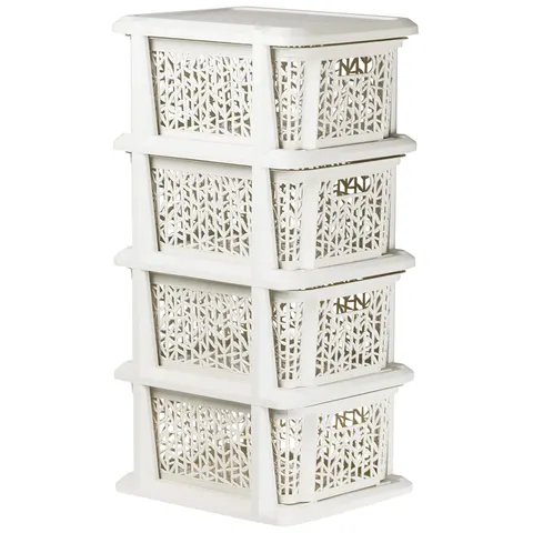Stojak BAMBOO z 4 koszykami - 1764 biel antyczna Branq