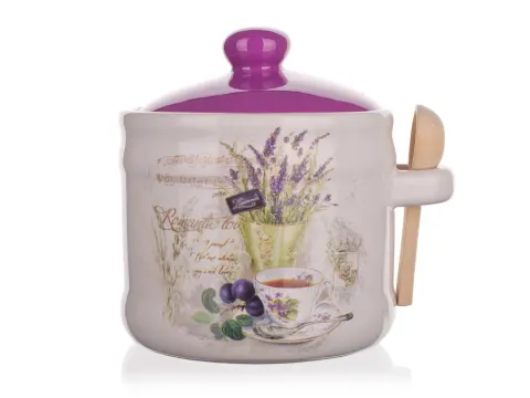 Ceramiczny słoiczek z drewnianą łyżeczką Lavender 400 ml