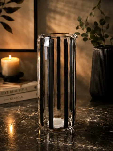 Karafka szklana Solline 1,5 l paski czarne