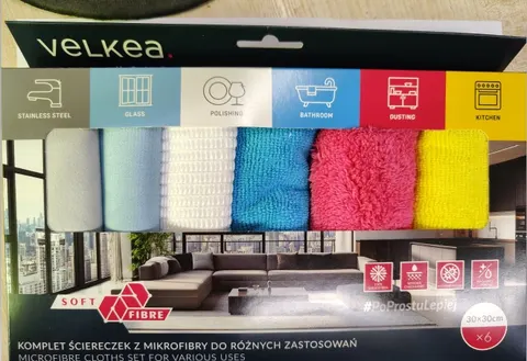 Komplet ściereczek z mikrofibry VELKEA 30x30cm 6szt.
