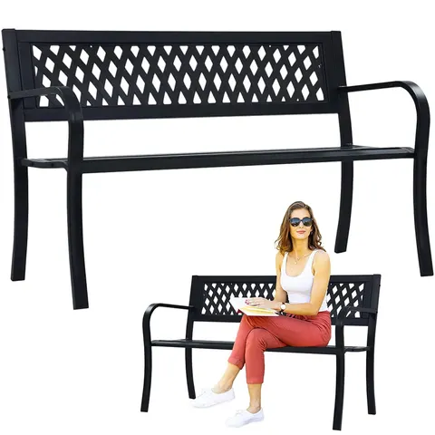 Ławka do ogrodu stalowa 125x53x77cm MEB2903 CHOMIK (gabaryt)