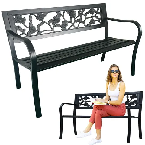 Ławka do ogrodu stalowa 125x53x77cm MEB2927 CHOMIK (gabaryt)