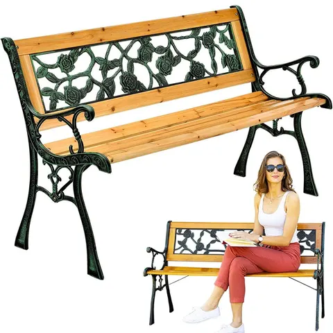 Ławka do ogrodu stalowa 122x56x74cm MEB2769 CHOMIK