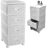 Komoda plastikowa z 4 szufladami biała 38 x 45 x 90 cm Rattan 9443 KAS0357/2A Chomik