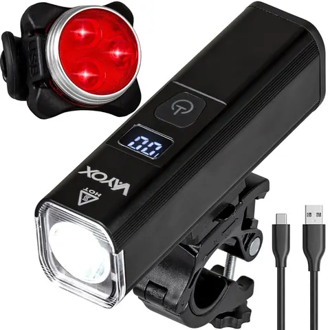 Zestaw lampka rowerowa LED przód i tył USB VAYOX