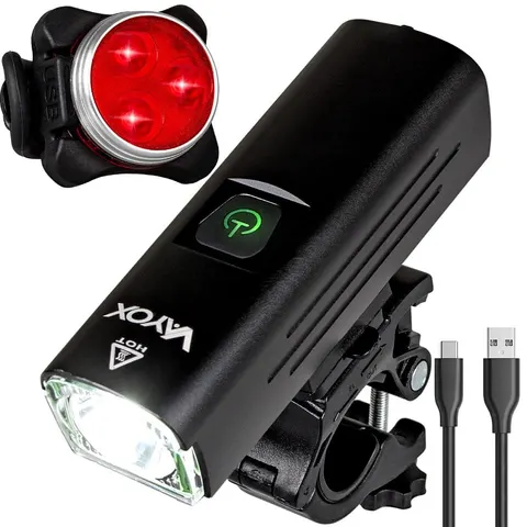 Zestaw lampka rowerowa tył i przód LED USB VAYOX