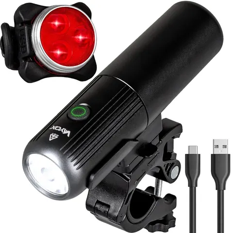 Zestaw lampka rowerowa LED przód i tył USB VAYOX