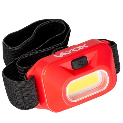 Latarka czołowa bateryjna czerwona COB 150lm VA0118 Vayox