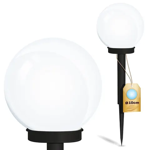 Lampka solarna ogrodowa kulka ATRIS biała 10 cm 865 LUMILED